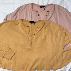 2 Urban Outfitters Cropped Light Sweaters